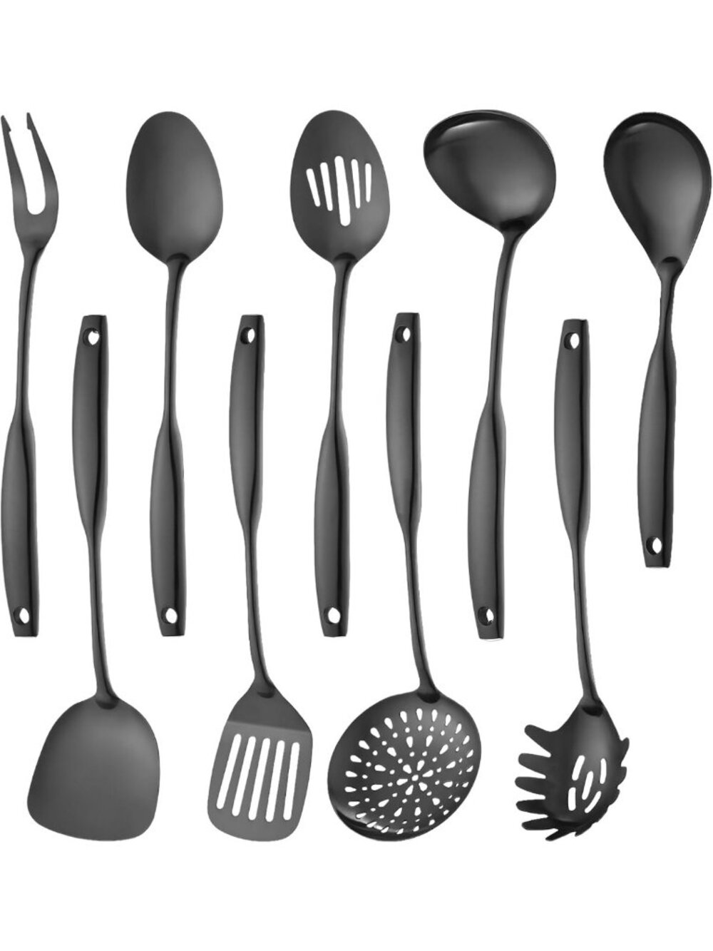 9-Piece Stainless Steel Kitchen Utensil Set - Polished, Dishwasher Safe